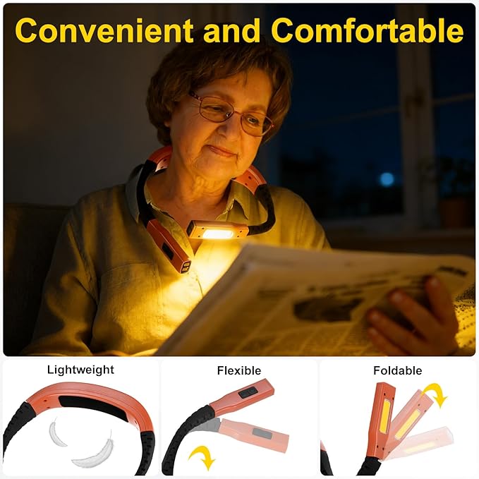 M METERXITY Grill Light for Outdoor Barbecue Grilling Accessories, ABS LED Neck Reading Light for Men Women Readers/Camping/Knitting/Crochet Accessories, BBQ Lighting [Orange]