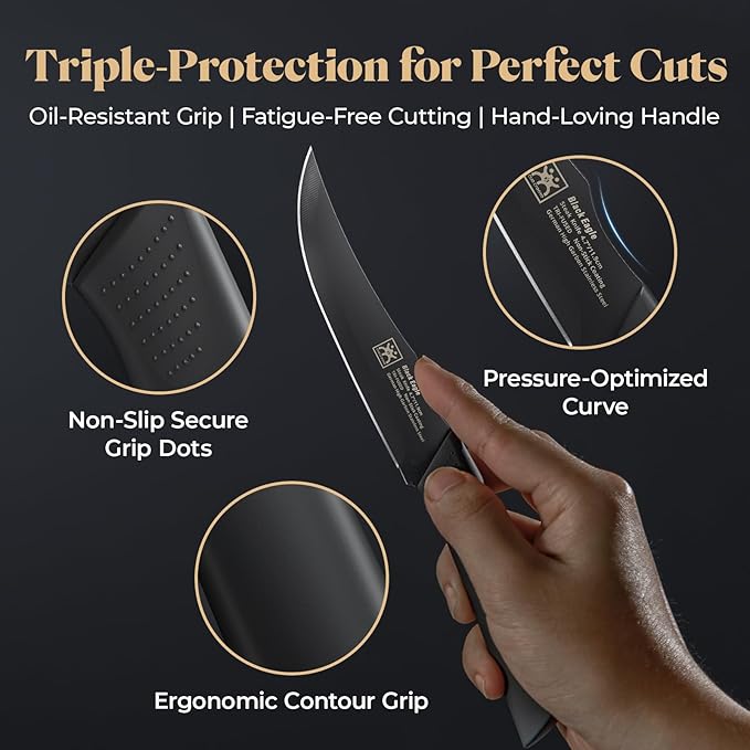 Steak Knives Set of 12, 4.7 Inch Dishwasher Safe Non-Serrated Table Knives, Ultra Sharp for Precise Cutting, Non-Stick Blade & Rust Proof, Easy to Maintain Ideal for Home Restaurant Party