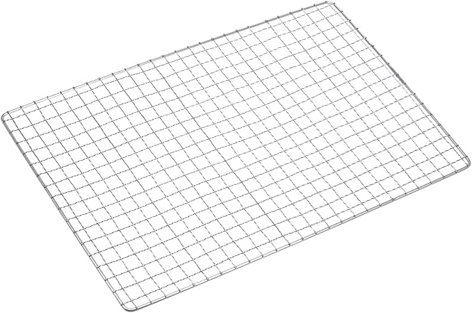 HARFINGTON Square BBQ Grill Net 17.3"x10.2" Stainless Steel Cross Wire Barbecue Mesh Mat for Baking Smoking Charcoal Grilling Roasting