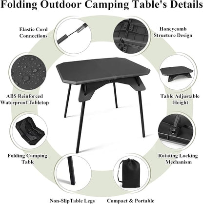 LiveGo Foldable Camping Table, Lightweight Folding Outdoor Table with Aluminum Legs, 2 in 1 Adjustable Height Portable Folding Table for Beach, Picnic, Grilling, Hiking & Fishing Indoor Outdoor