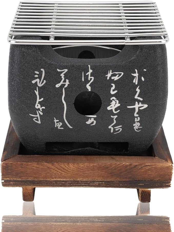 HERCHR Japanese Style Barbecue Grill, Barbecue Stove Portable Food Charcoal Stove Square BBQ Plate Household Barbecue Tools Accessories(5.3x5.9in)