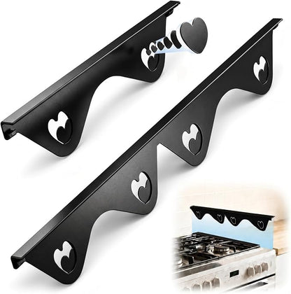 Stainless Steel Stove Gap Filler, 2 Pack Adjustable Covers for Counter, 13.8"-27.5", 0.79" Wide Heat Resistant Oven Guard Range Trim Kit, Black
