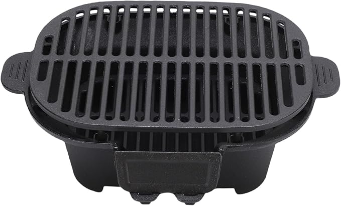 Cast Iron Hibachi Grill Portable Japanese Yakitori Charcoal BBQ Stove with Vent for Outdoor Camping & Backyard Cooking