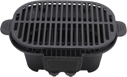 Cast Iron Hibachi Grill Portable Japanese Yakitori Charcoal BBQ Stove with Vent for Outdoor Camping & Backyard Cooking
