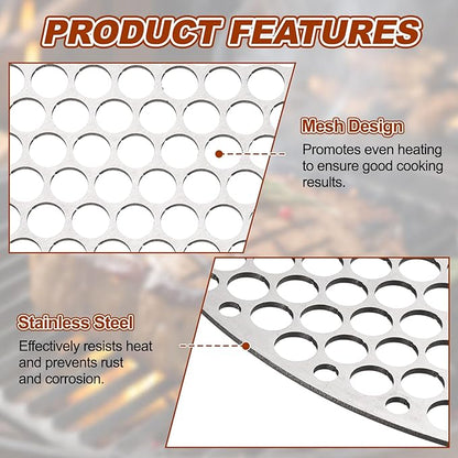 PATIKIL Round Barbecue Grill Mesh Grate, 8" Circular Stainless Steel BBQ Mesh Rack Circular Hole Round Barbecue Grilling Net for Outdoor Camping Home Party Family Gatherings