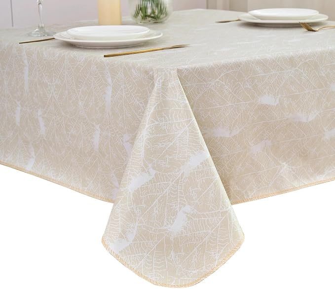 LIBERECOO Heavy Duty Vinyl Tablecloth with Flannel Backing Waterproof Oil-Proof Plastic Table Cloth Stain-Resistant Wipeable Rectangle or Square Table Cover for Indoor and Outdoor 54 x 54 Inch