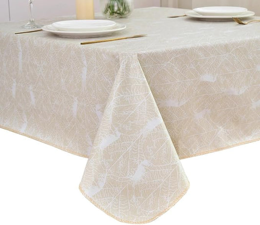 LIBERECOO Heavy Duty Vinyl Tablecloth with Flannel Backing Waterproof Oil-Proof Plastic Table Cloth Stain-Resistant Wipeable Rectangle or Square Table Cover for Indoor and Outdoor 54 x 54 Inch