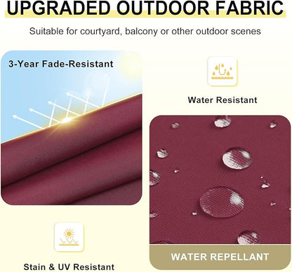 downluxe Outdoor Chair Cushions Set of 6 for Patio Furniture, Water-Resistant Patio Chair Cushions with Ties, High Density Foam Outdoor Seat Cushion, 17" X 16" X 2", Burgundy