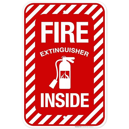 Fire Extinguisher Inside Sign, Fire Safety Sign, 12x18 Inches, 55 mil Thick HDPS (high Density polystyrene), Made in USA