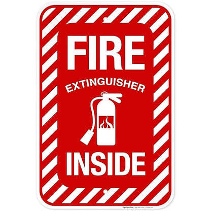 Fire Extinguisher Inside Sign, Fire Safety Sign, 12x18 Inches, 55 mil Thick HDPS (high Density polystyrene), Made in USA