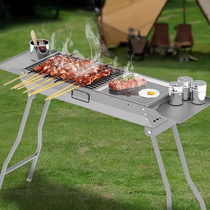 Grills Outdoor Cooking Charcoal, Stainless Steel Coating BBQ Grill Small Charcoal, Portable Charcoal Grill for Party Picnic Travel Home,RV Outdoor Cooking Use (Color : /Gray, Size : A)