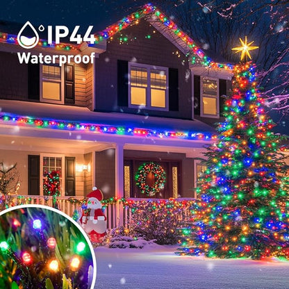 JMEXSUSS 2 Pack Solar String Lights Outdoor Waterproof, Total 400 LED 151FT Solar Christmas Lights Outdoor, 8 Modes Christmas Light for Outside Patio Yard Tree Decorations, Multicolor