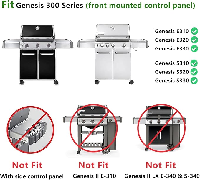 Hongso Replacement Parts for Weber Genesis 300 Series E310 S310 EP310 E320 EP320 E330 S330 EP330 Gas Grills (Front Mounted Controls), 7524 7528 Grill Grates, 62752 Burner Tubes, 7621 Flavorizer Bars