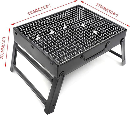 SMT- BBQ Folding Barbecue Grill Portable Tabletop Charcoal Stove Shish Kabob Camping Cooking Picnic Outdoor (14inch) [P/N: ET-COOK006-BK]