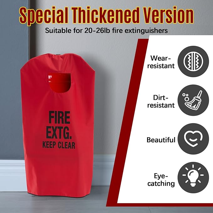 Amylove 2 Pcs Fire Extinguisher Cover 20-26 lb Heavy Duty Thickened Fire Protective Sleeve from Scuffs and Scratches Accessories 18" W x 35" L