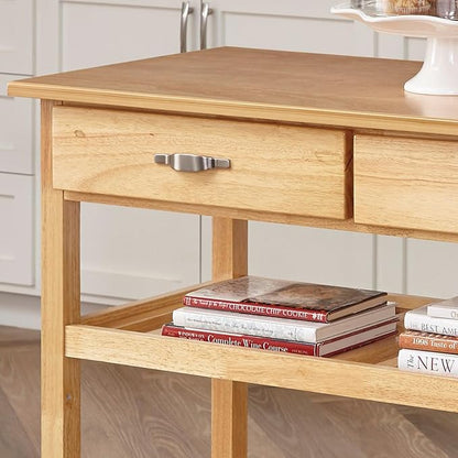 homestyles General Line Wood Rolling Kitchen Cart in Brown