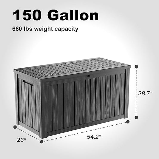 180 GallonOutdoor Storage Box,Resin Deck Boxes Waterproof, IndoorOutdoor Bin for Package Delivery, Patio Cushions, Gardening Tools, Lockable, UV Resistant