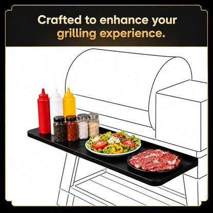 QuliMetal Front Shelf for Recteq Deck Boss 800, Folding Front Grill Table Accessory, Foldable Pellet Grill Shelf with Extra Prep Space for Food Prep, Trays, Tools and Storage, 37.7" x 10.5"