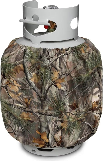 Camo 20lb Propane Tank Covers Hunting Branch Gas Cover Fits Standard 20 lb Tank Cylinder Heavy Duty Outdoor Grill Accessories Gift for Holiday