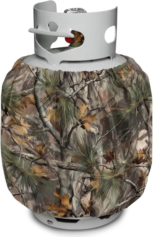 Camo 20lb Propane Tank Covers Hunting Branch Gas Cover Fits Standard 20 lb Tank Cylinder Heavy Duty Outdoor Grill Accessories Gift for Holiday