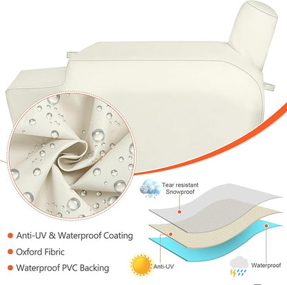 QuliMetal Grill Cover for Green Mountain Grill Daniel Boone Choice and Prime Standard Grills, Full Length GMG Daniel Boone Smoker Cover, 600D Fabric Waterproof Fade Resistant, Beige