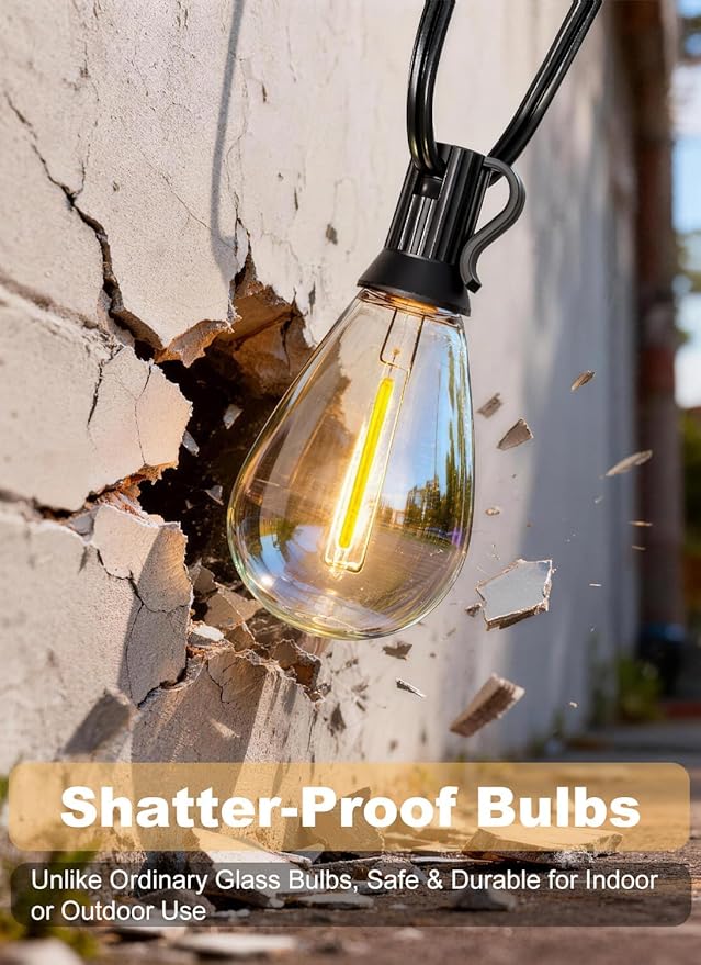 100FT Outdoor String Lights Waterproof, 36+1 Shatterproof S11 LED Bulbs, Extra Long Patio Lights for Outside, Bistro Cafe Decor, Backyard Garden Hanging Lights, Outside Fence Light String