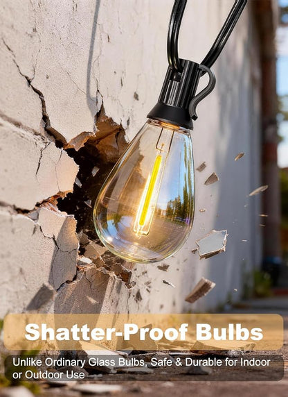 150FT Outdoor String Lights Waterproof, 50+2 Shatterproof S11 LED Bulbs, Extra Long Patio Lights for Outside, Bistro Cafe Decor, Backyard Garden Hanging Lights, Outside Fence Light String