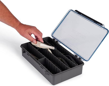 Plano StowAway 3700 Waterproof Deep Stow Tackle Box, IPX7 Waterproof, with Rustricor, Single Latch Design, Transparent DuraView Lid, Stackable Storage for Fishing Bait, Lures and Gear