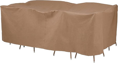 DUCKCOVERS Essential Water-Resistant 127 Inch Rectangular/Oval Patio Table & Chair Set Cover, Outdoor Table and Chair Cover
