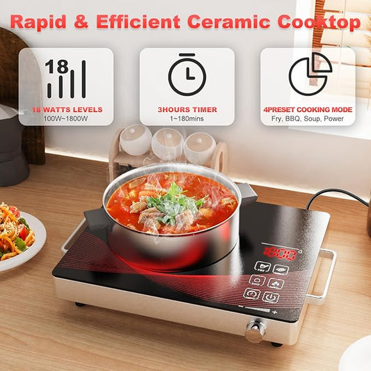 electric burners for cooking stove cooker cocina electrical 1 hornillas parrilla eléctrica para cocinar Portable Electric Cooktop Single Burner Stove with Plug,Hot Plate Countertop1800W 110V