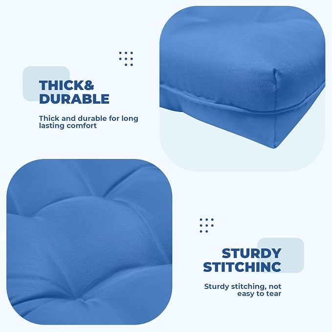 DANGHOOGY Wicker Chair Cushions, Waterproof Outdoor Loveseat Cushions for Patio Furniture, Tufted Wicker Furniture Cushions, 1 Loveseat and 2 U-Shaped Cushions, Royal Blue