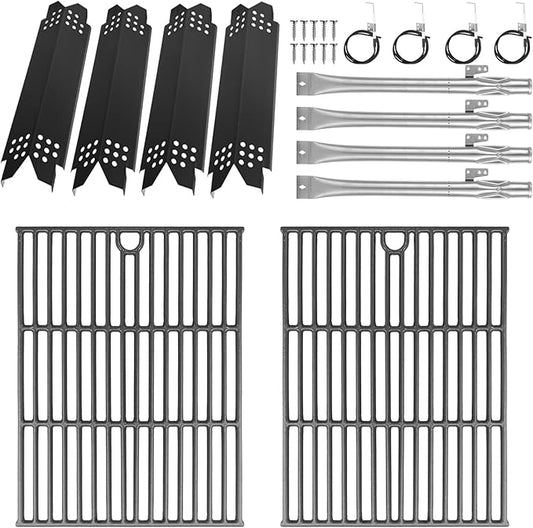 Replacement Parts for Nexgrill 4-Burner 720-0830 720-0830H 720-0830D 720-0783C, Cast Iron Grill Grate, Heat Shield Plates, Burner Tubes, Igniters Kit for ‎‎Cuisinart CGG-7400 Replacement Parts