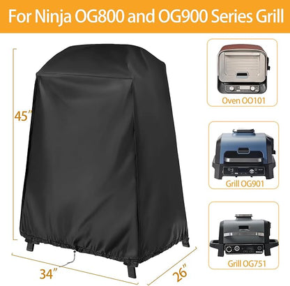Grill Cover for Ninja Woodfire Outdoor Grill/Pizza Oven with Stand, Fits Ninja Smoker Grill OG701 OG751 Nin-ja Woodfire Pro XL Outdoor Grill OG951, for NinjaOven OO101, 34" W x 26" D x 45" H