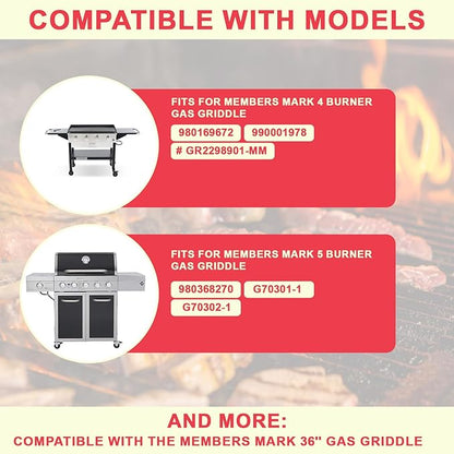 30-Pack Grease Tray Liners for Members Mark Griddle G70302-1, 980368270, G70301-1, 990001978, Aluminum Grill Drip Pan Liner for Members Mark 4 Burner & Pro-Series 5 Burner Outdoor Flat Top Gas Griddle