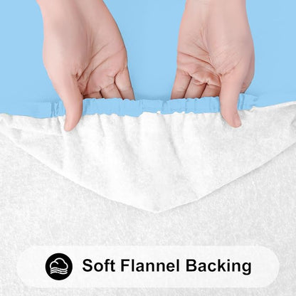 Smiry Rectangle Tablecloth, Elastic Fitted Flannel Backed Vinyl Tablecloths for 4ft Folding Tables, Waterproof Wipeable Table Covers for Indoor, Outdoor, Picnic and Camping (Baby Bule, 30"x48")