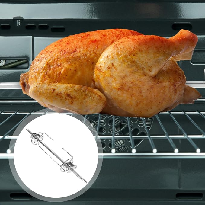 HANABASS 11 Inch Rotisserie Forks for Grill Oven, Stainless Steel Spit Meat Roaster Rod Kit for Chicken Turkey, Outdoor BBQ Poultry Spit Accessories Replacement Part