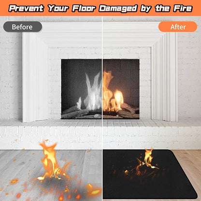 Fireproof Hearth Rugs, Fireplace Mat, Fire Resistant Rugs Put in Front of Wood Stoves, 60" x32”, Heated Floor Mat for Outdoor Grills, Fire Pits, Smokers, Woodstoves