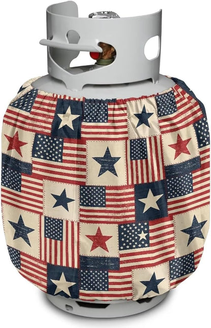 Dual Propane Tank Cover 20lb Gas Tank Cover Outdoor 600D Heavy Duty Waterproof Covers Fits Standard 20 lb Cylinder, 13.7'' x 16.5'' Cat Flower