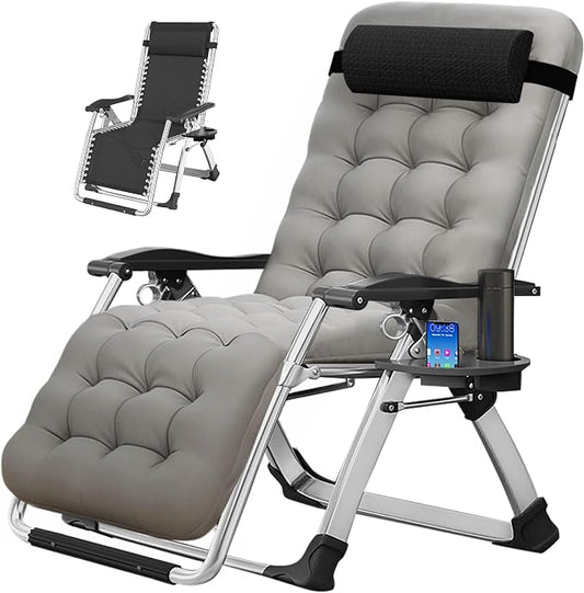 MOPHOTO Zero Gravity Chair, Outdoor Padded Lounge Chair with Side Table, Zero Gravity Recliner Chair, Outdoor Reclining Chair, Sturdy & Comfortable, Supports up to 440lbs