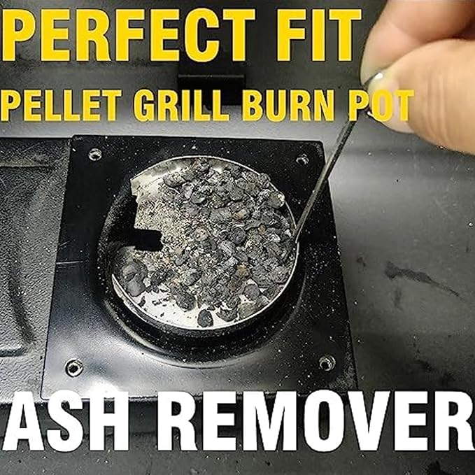 Heavy Duty Porcelain Enamel Fire Burn Pot Replacement Kit with Ignitor Rod and Ash Scraper, Fits Traeger (Except PTG) & Most Pit Boss Pellet Grills, Heavy-Duty 14-Gauge Steel, 200W/120V