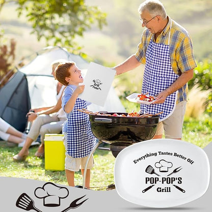 R HORSE Melamine Grill Platter Gift, BBQ White Oval Serving Tray Plate | Christmas, New Year, Birthday Gift for Dad Grandpa Men, Ideal for Appetizer, Dessert, Salad, Outdoor Indoor Cooking Party