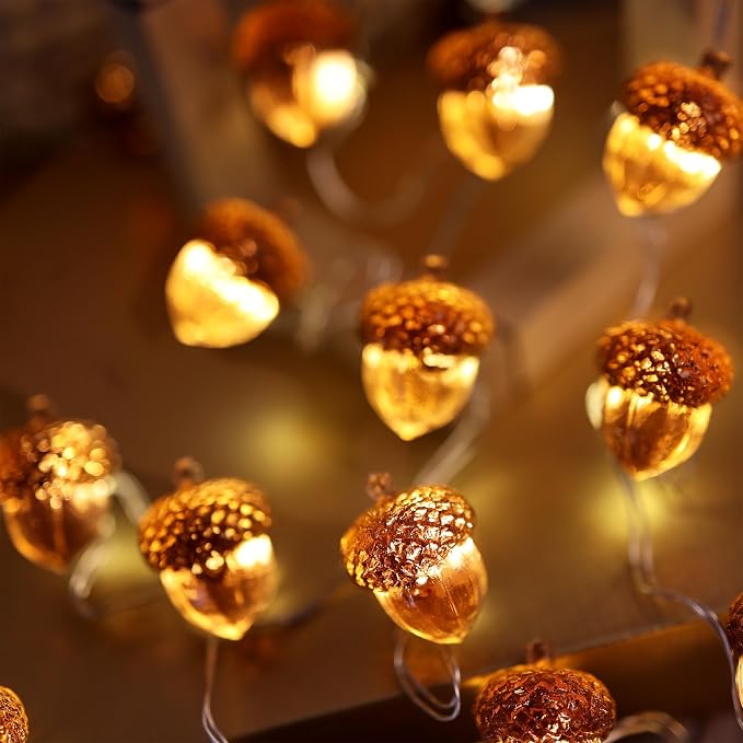 Forest Décor Fall Acorn Light Thanksgiving Decorative Fairy Lights Fall Garland Decor USB Plug in or Battery Operated String Lights Autumn Holiday 30LED 10ft Christmas Doorway Table Decor
