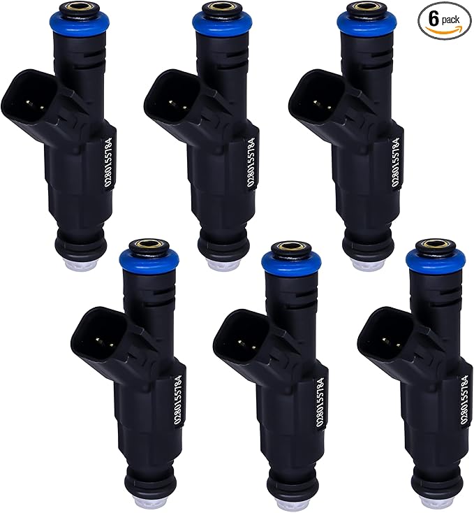 HiSport Fuel Injector 0280155784 6PCS Compatible with Jeep 4.0 Cherokee 1999-2004 4-Hole