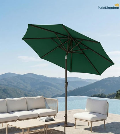 PatioKingdom Auto-Tilt 9FT Patio Umbrella Outdoor with 8 Sturdy Fiberglass Ribs,Market Table Umbrella for Pool,Backyard,Deck and Garden