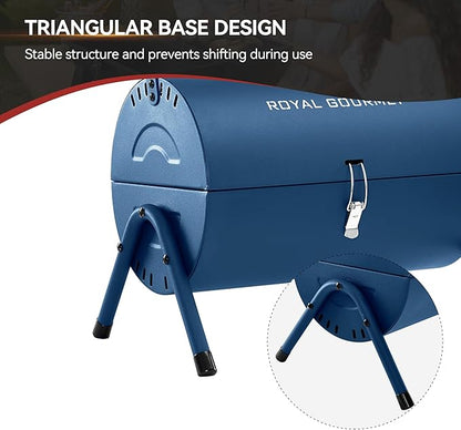 CC1015B Portable Charcoal Grill, 147 Sq. In. Cooking Area, with Four Air Vents, Lid Latch Buckle, Lid Handle, for Outdoor Backyard, Patio Parties and Picnics, Blue