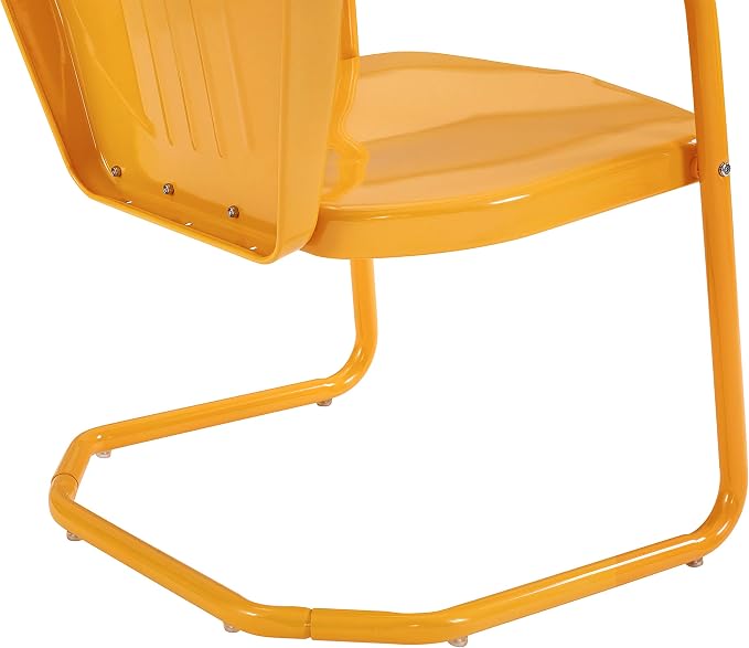 Crosley Furniture Griffith Outdoor Chair, Retro Metal Patio Chairs for Dining, Porch, Deck, Balcony, Tangerine