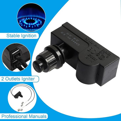 DHLG-12 2-Outlets Grill Igniters for CharbroilElectronic Ignition Module Replacement Kit w/Wires forCharbroil Surefire Ignition Systems