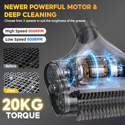 SOARFLY Electric BBQ Grill Brush, 800RPM Grill Cleaner for Outdoor Grill with 2-Speed & 20kg Torque–Last 3.5H, Dual LED Light for Night, No Bristle Drop Safe for Cast Iron Stainless, Gifts for Men Dad