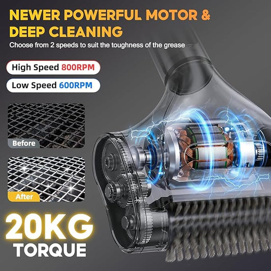SOARFLY Electric BBQ Grill Brush, 800RPM Grill Cleaner for Outdoor Grill with 2-Speed & 20kg Torque–Last 3.5H, Dual LED Light for Night, No Bristle Drop Safe for Cast Iron Stainless, Gifts for Men Dad