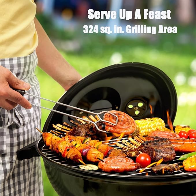DOIT Charcoal Grills, 18.5” Portable BBQ Kettle Grill with Wheels for Outdoor Cooking Barbecue Camping-Heavy Duty Coal Grills with Thickened Grilling Bowl for Patio Backyard Park